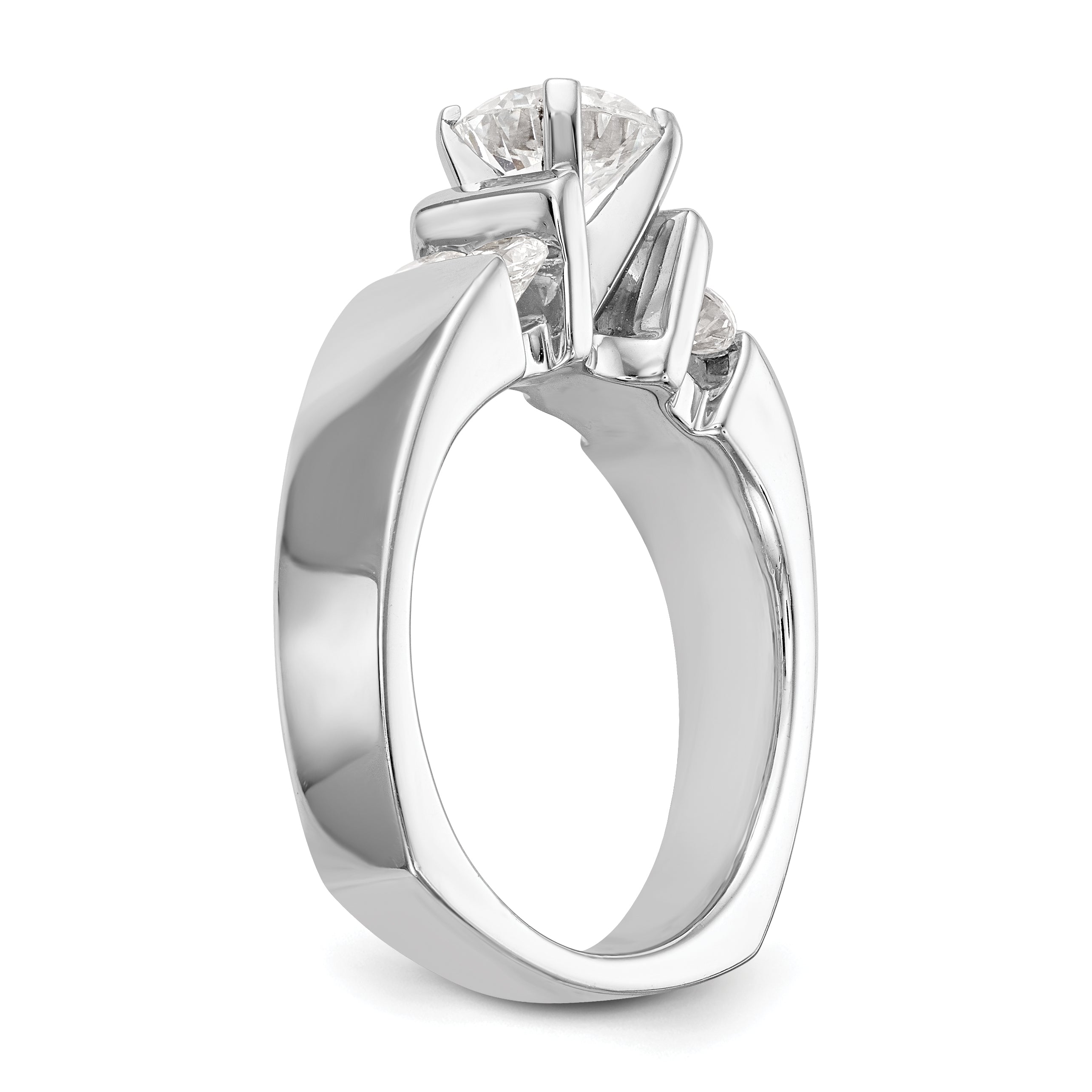 14K White Gold Diamond Peg Set CZ Engagement Ring