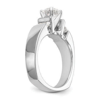 14K White Gold Diamond Peg Set CZ Engagement Ring