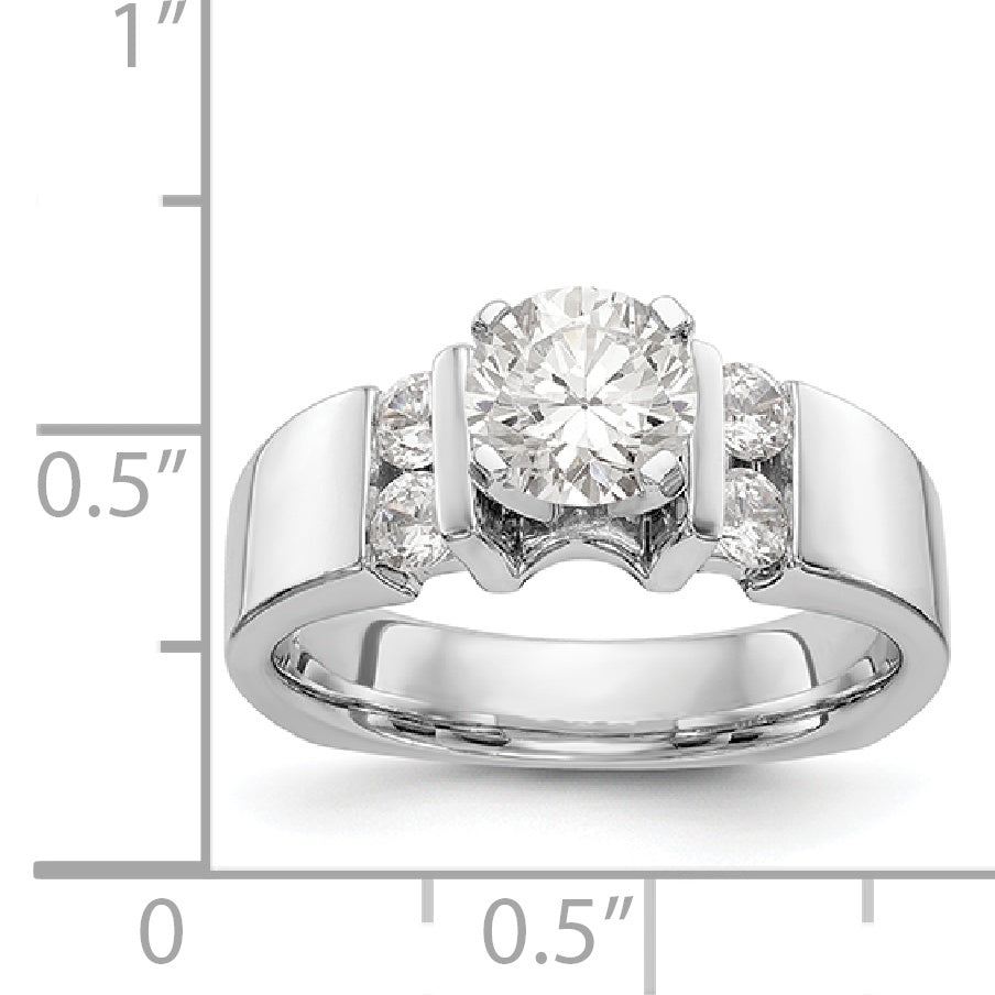 14K White Gold Diamond Peg Set CZ Engagement Ring