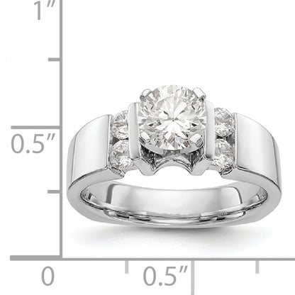 14K White Gold Diamond Peg Set CZ Engagement Ring