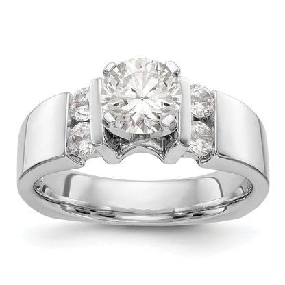 14K White Gold Diamond Peg Set CZ Engagement Ring