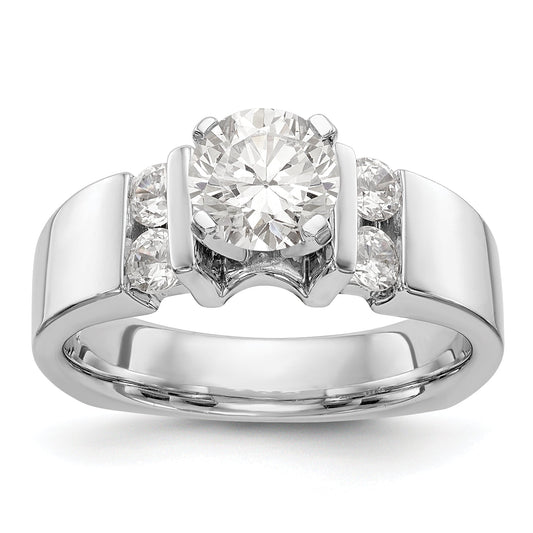 14K White Gold Diamond Peg Set CZ Engagement Ring