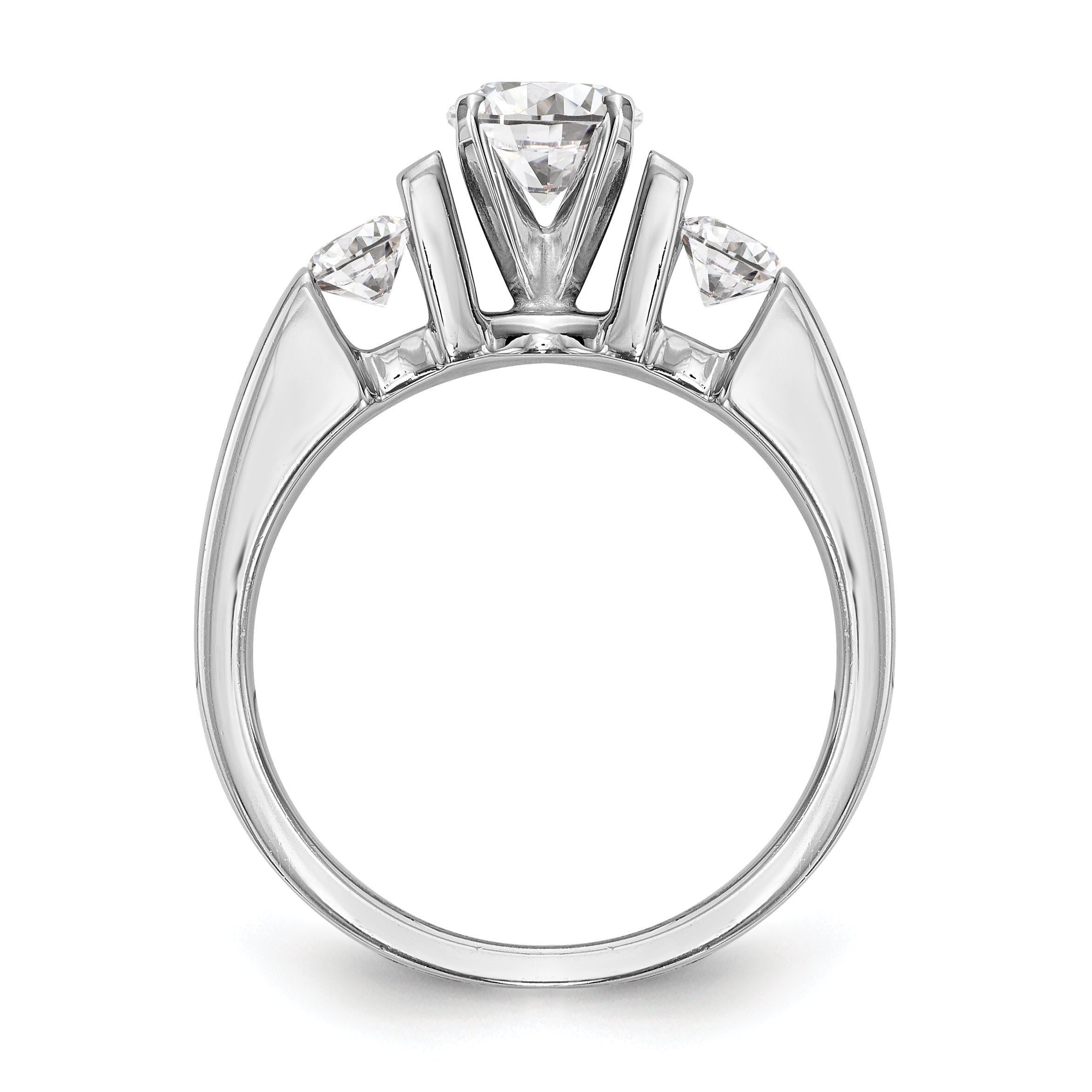 14K White Gold Diamond Peg Set CZ Engagement Ring