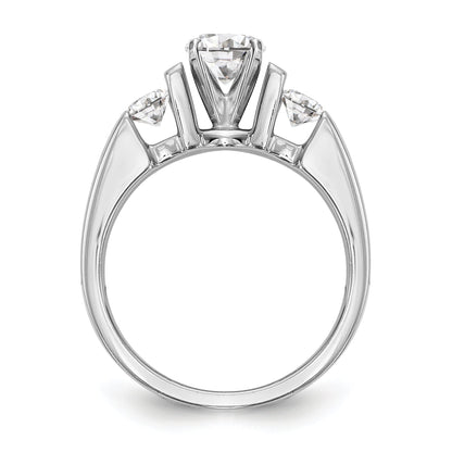 14K White Gold Diamond Peg Set CZ Engagement Ring