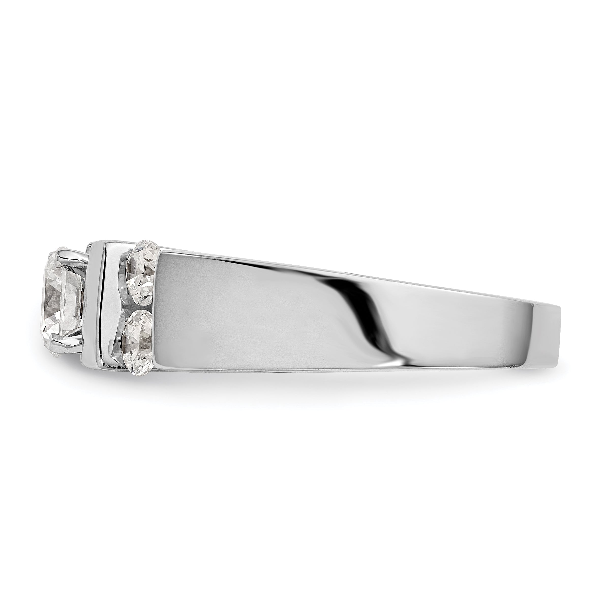 14K White Gold Diamond Peg Set CZ Engagement Ring