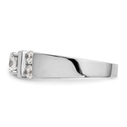14K White Gold Diamond Peg Set CZ Engagement Ring