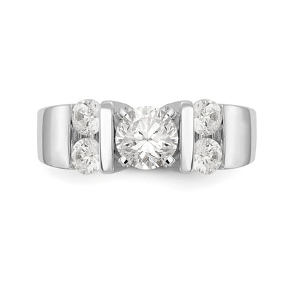 14K White Gold Diamond Peg Set CZ Engagement Ring