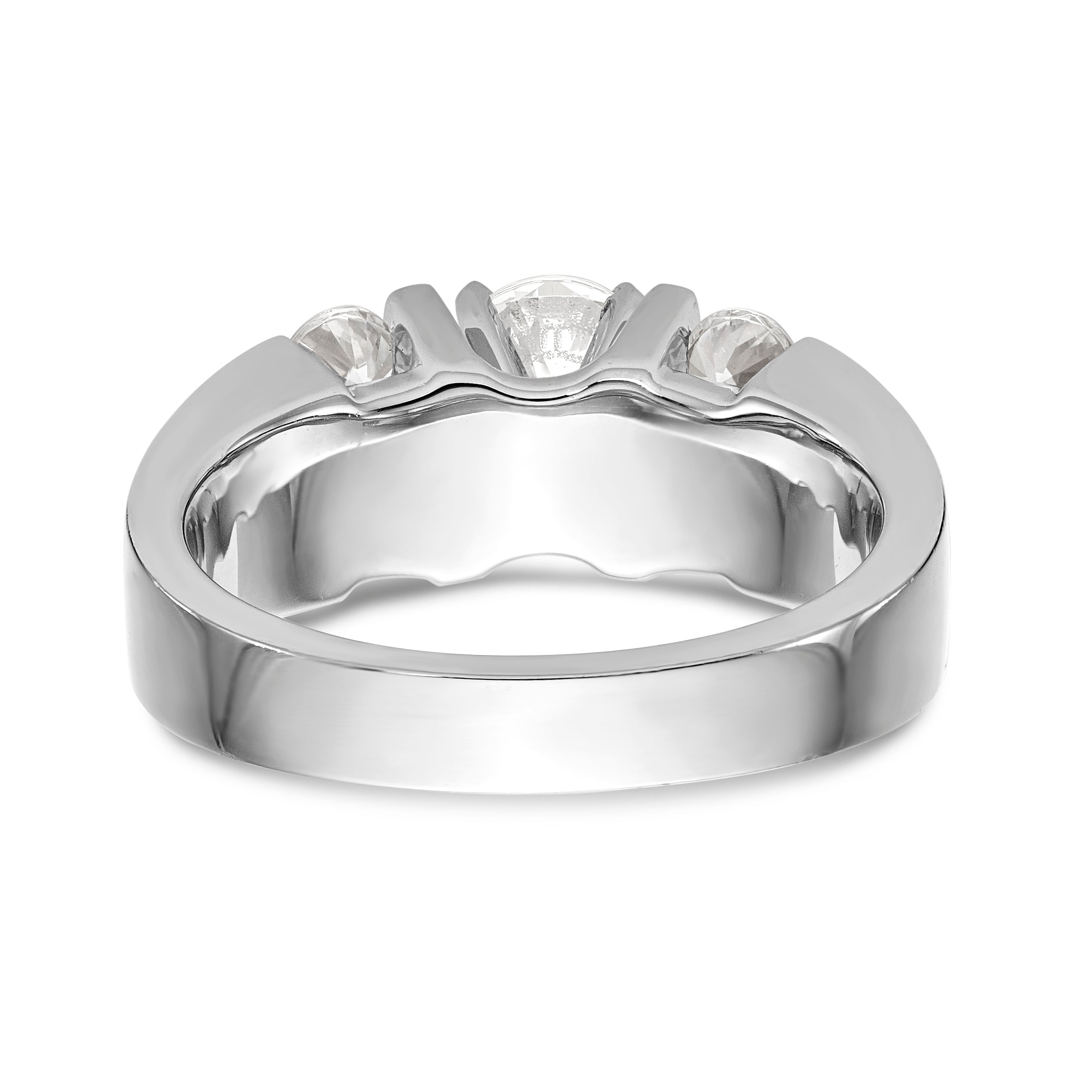 14K White Gold Diamond Peg Set CZ Engagement Ring