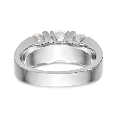 14K White Gold Diamond Peg Set CZ Engagement Ring