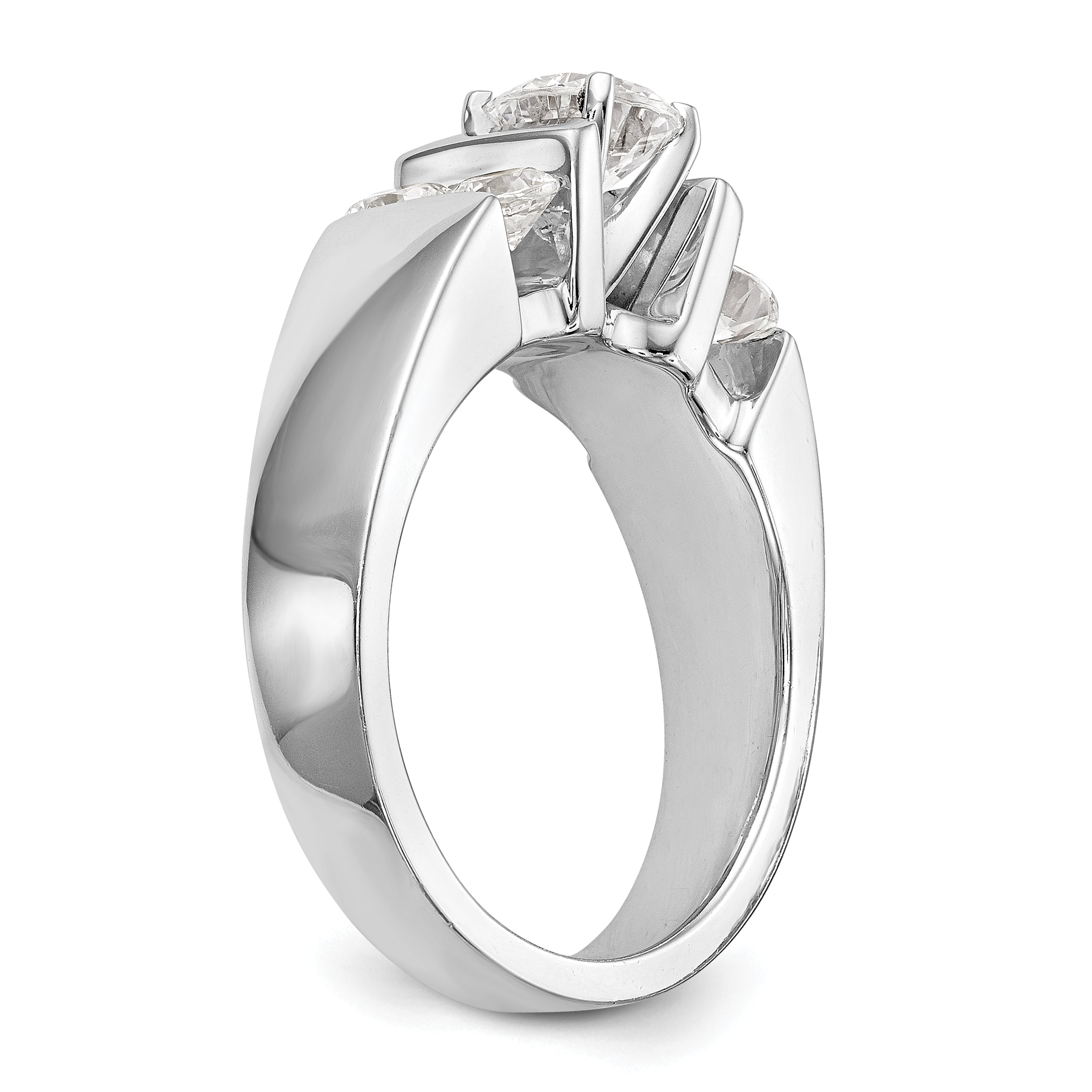 14K White Gold Diamond Peg Set CZ Engagement Ring