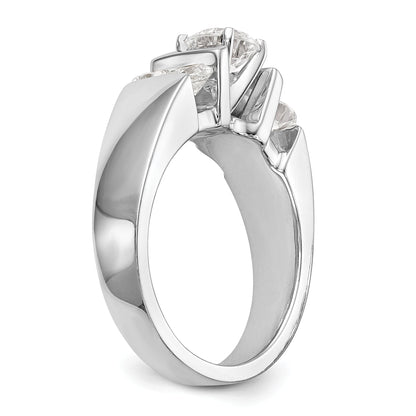 14K White Gold Diamond Peg Set CZ Engagement Ring