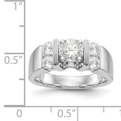 14K White Gold Diamond Peg Set CZ Engagement Ring