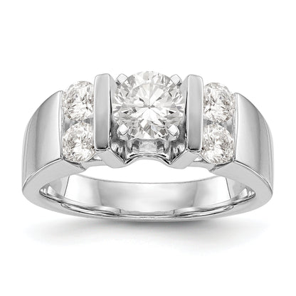 14K White Gold Diamond Peg Set CZ Engagement Ring
