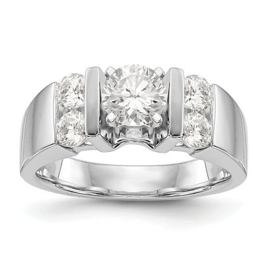 14K White Gold Diamond Peg Set CZ Engagement Ring