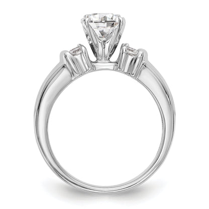 14K White Gold Diamond Peg Set CZ Engagement Ring
