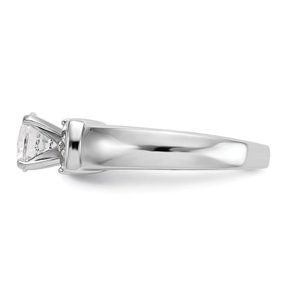 14K White Gold Diamond Peg Set CZ Engagement Ring