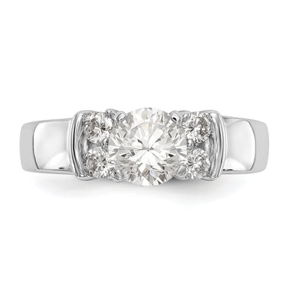 14K White Gold Diamond Peg Set CZ Engagement Ring