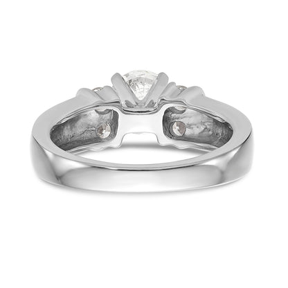 14K White Gold Diamond Peg Set CZ Engagement Ring
