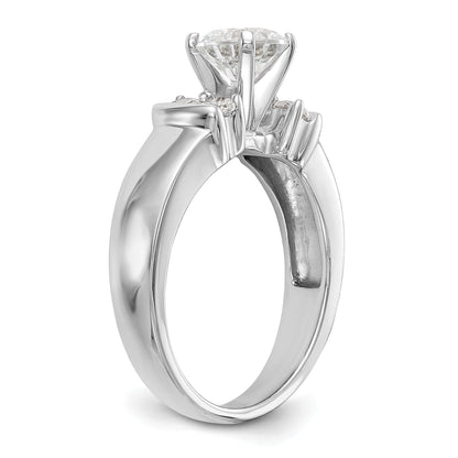 14K White Gold Diamond Peg Set CZ Engagement Ring