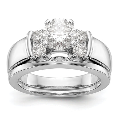 14K White Gold Diamond Peg Set CZ Engagement Ring