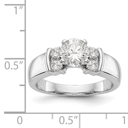 14K White Gold Diamond Peg Set CZ Engagement Ring