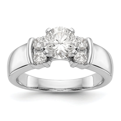 14K White Gold Diamond Peg Set CZ Engagement Ring