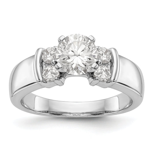 14K White Gold Diamond Peg Set CZ Engagement Ring