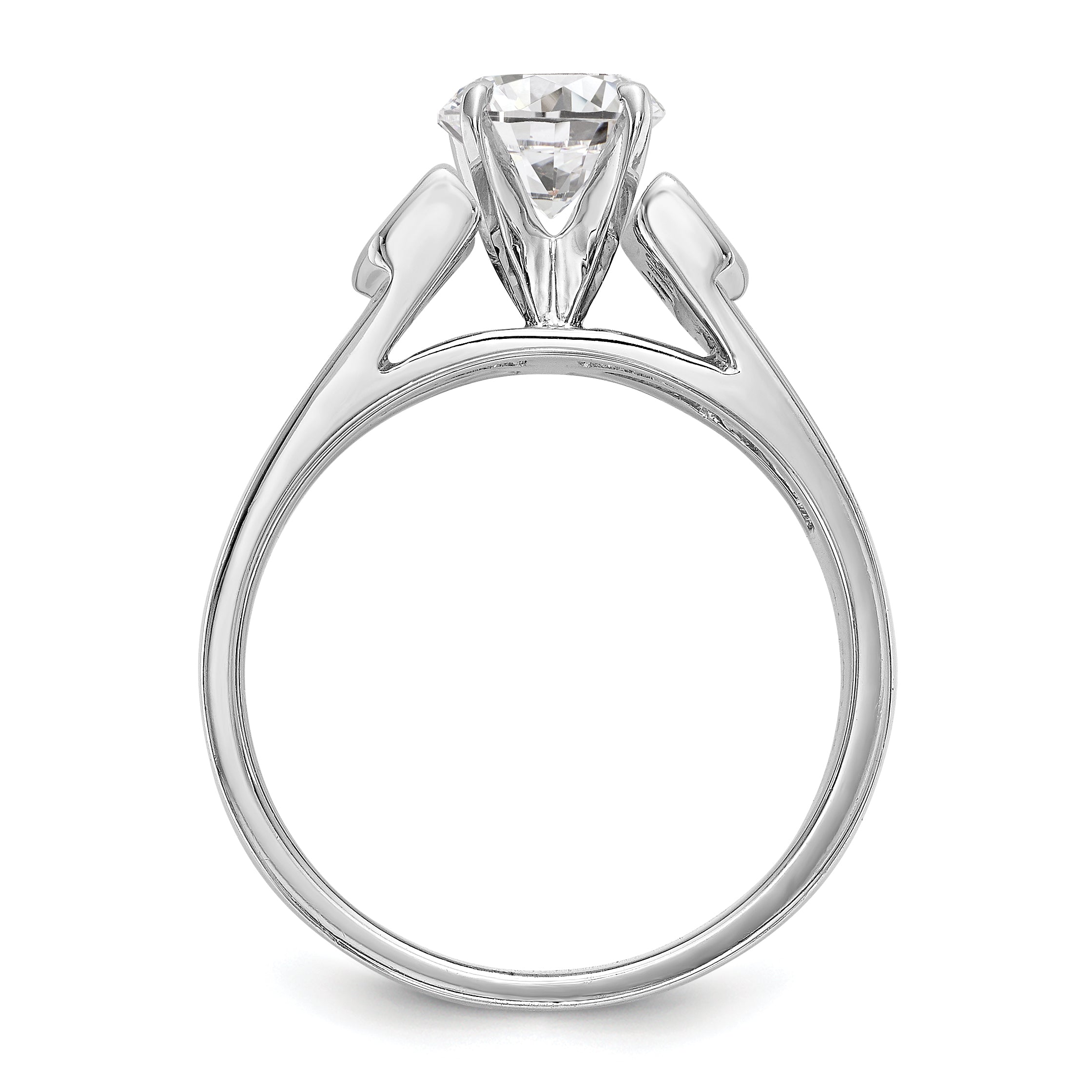 14K White Gold Diamond Peg Set CZ Engagement Ring