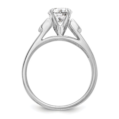 14K White Gold Diamond Peg Set CZ Engagement Ring