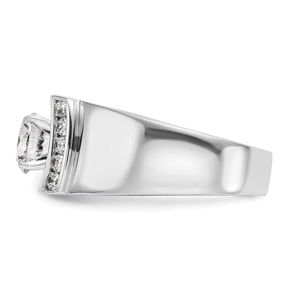 14K White Gold Diamond Peg Set CZ Engagement Ring