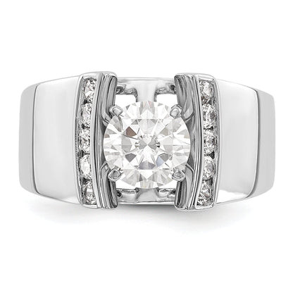 14K White Gold Diamond Peg Set CZ Engagement Ring