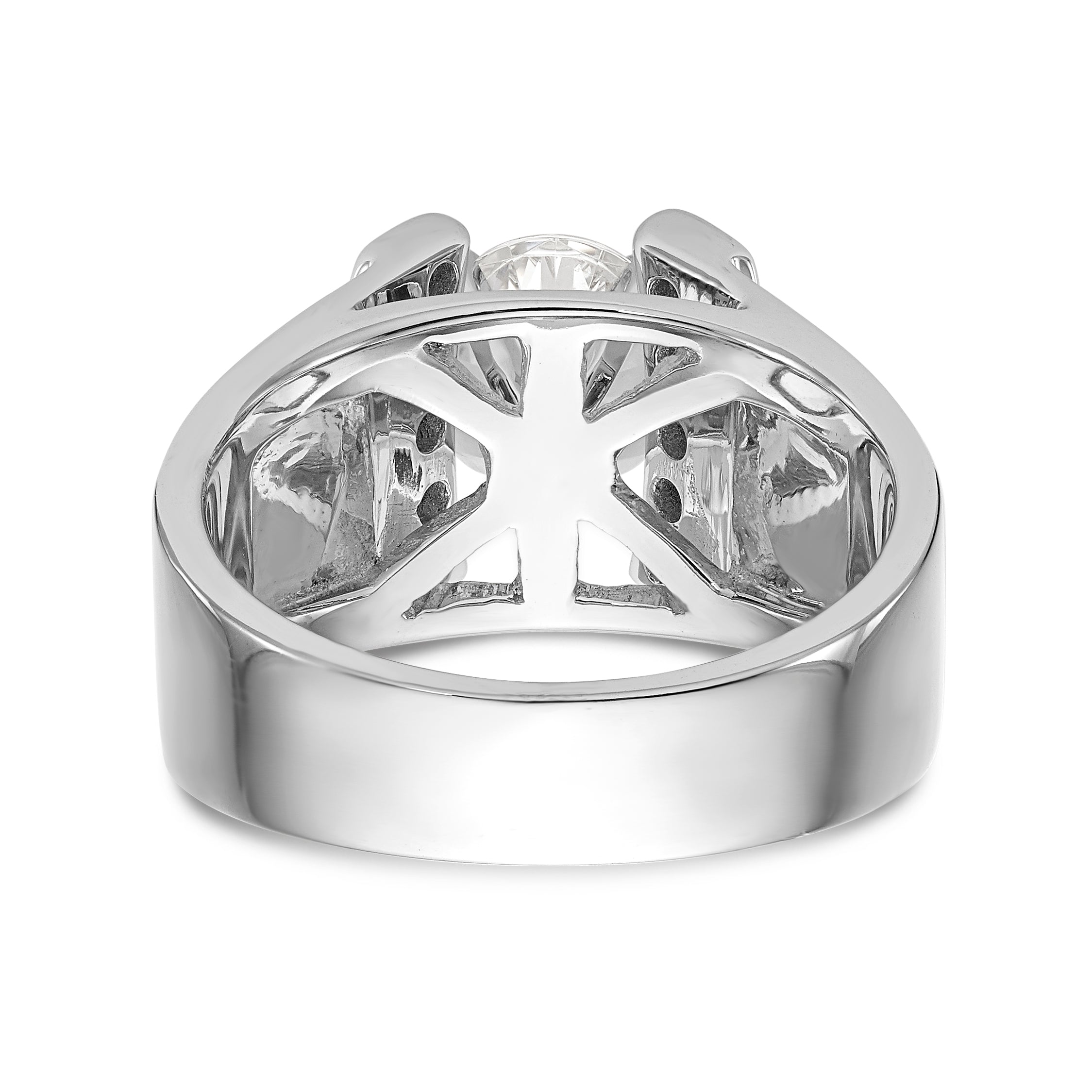 14K White Gold Diamond Peg Set CZ Engagement Ring