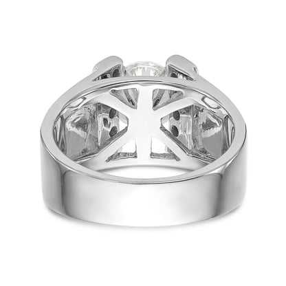 14K White Gold Diamond Peg Set CZ Engagement Ring