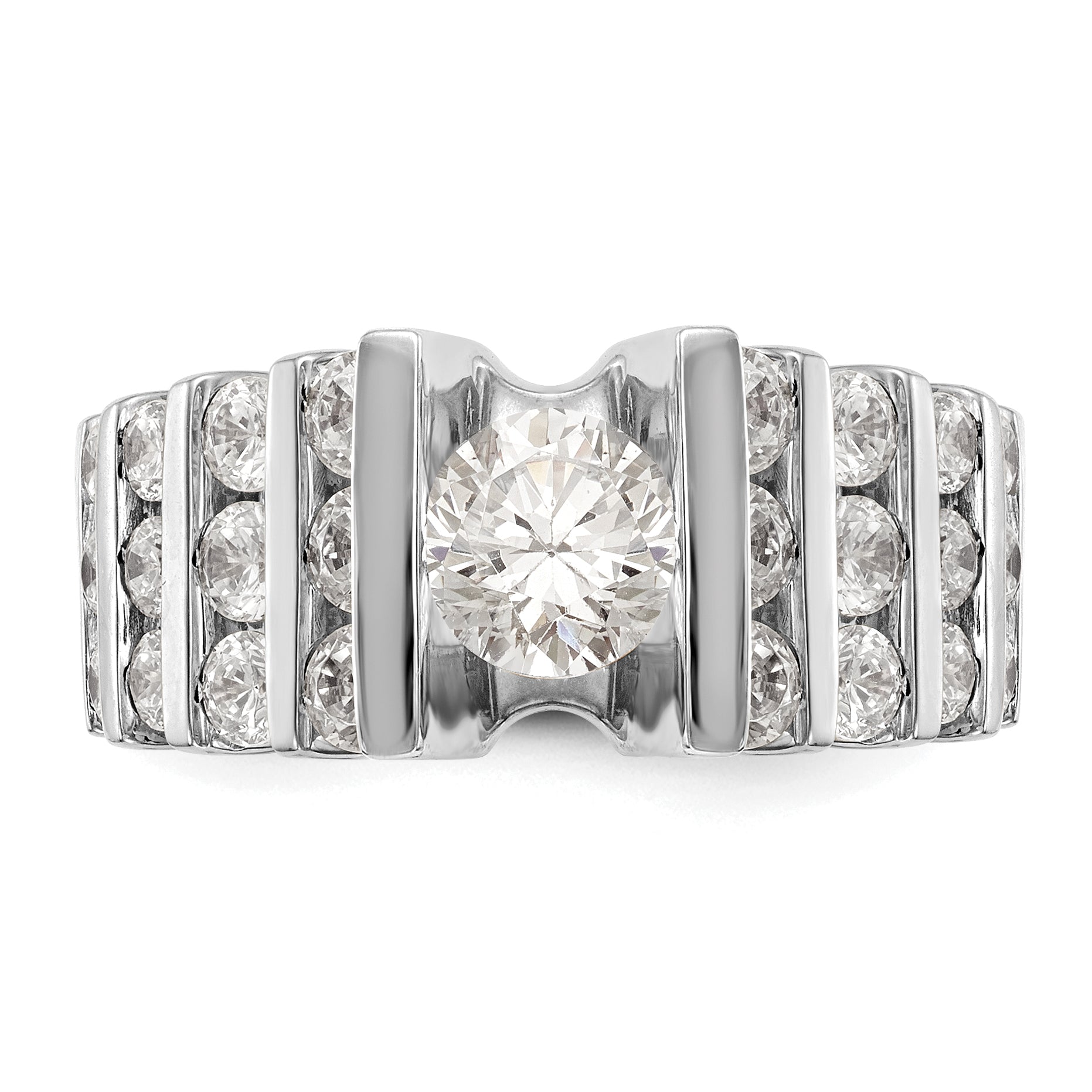 14K White Gold Simulated Diamond Engagement Ring