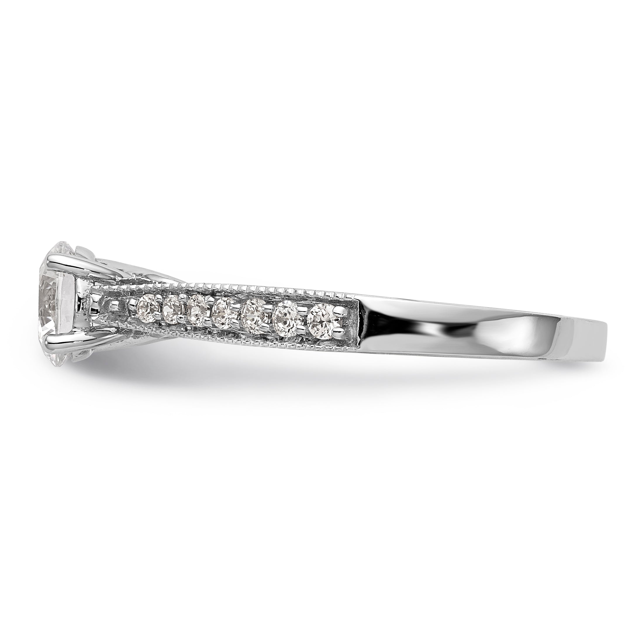 14K White Gold Simulated Diamond Engagement Ring