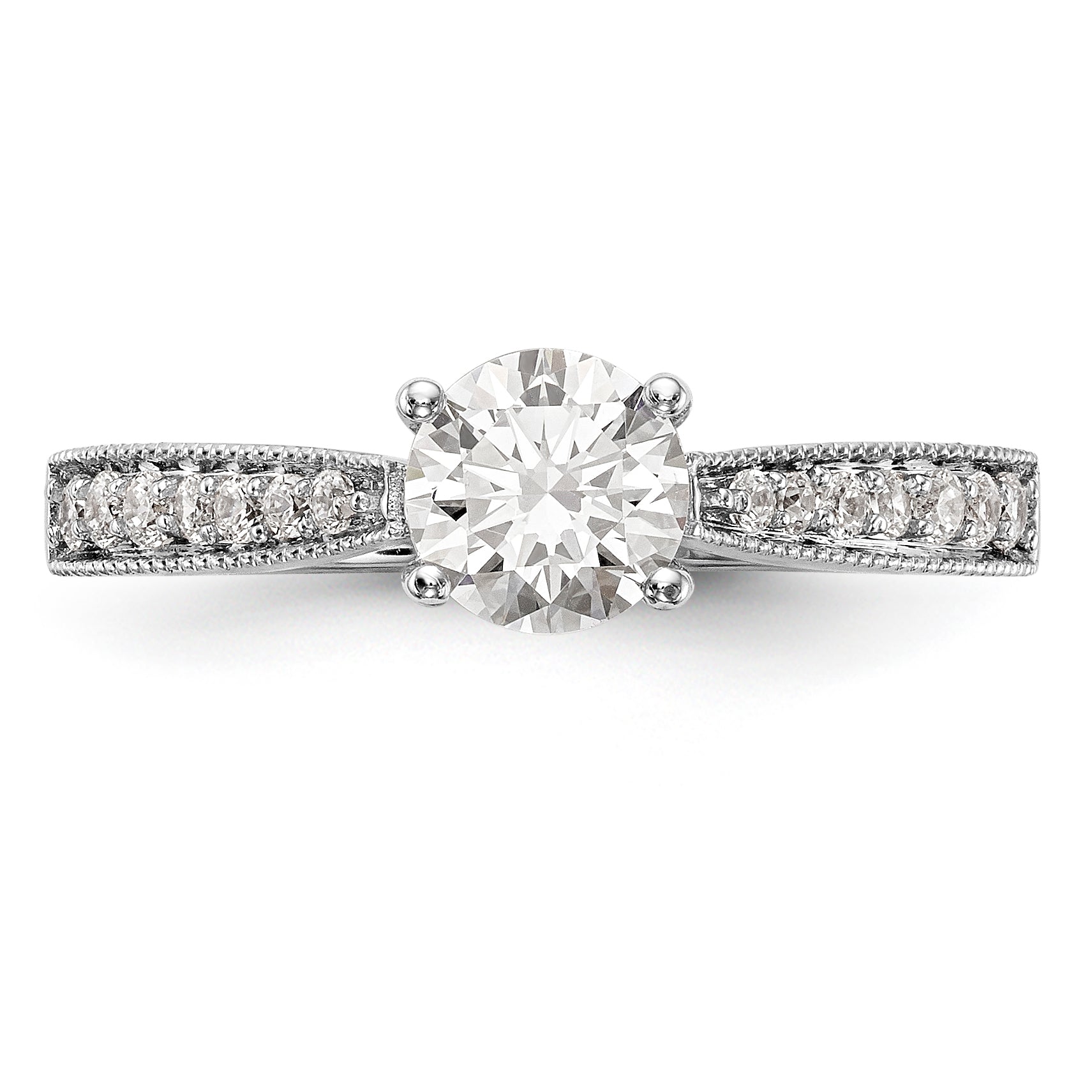 14K White Gold Simulated Diamond Engagement Ring