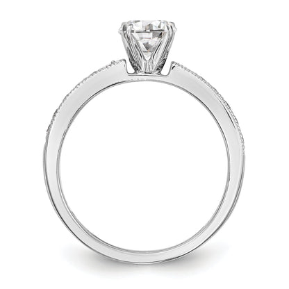 14K White Gold Diamond Peg Set CZ Engagement Ring