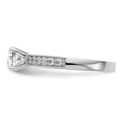 14K White Gold Diamond Peg Set CZ Engagement Ring