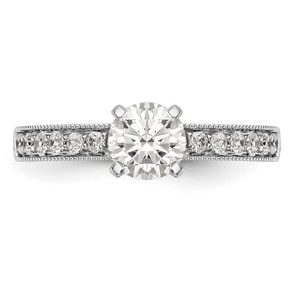 14K White Gold Diamond Peg Set CZ Engagement Ring