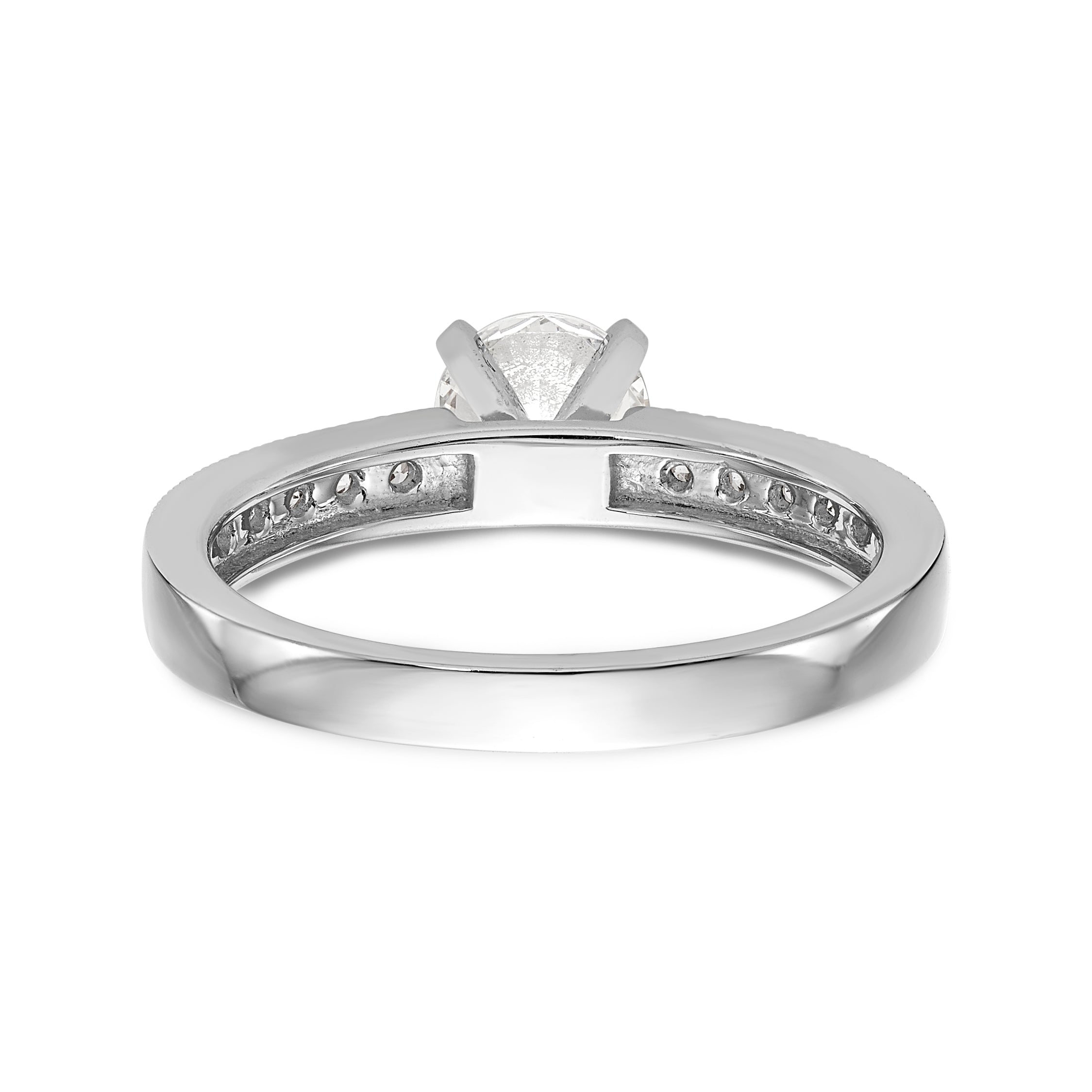 14K White Gold Diamond Peg Set CZ Engagement Ring