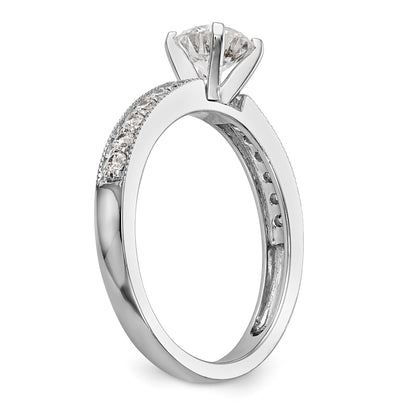 14K White Gold Diamond Peg Set CZ Engagement Ring