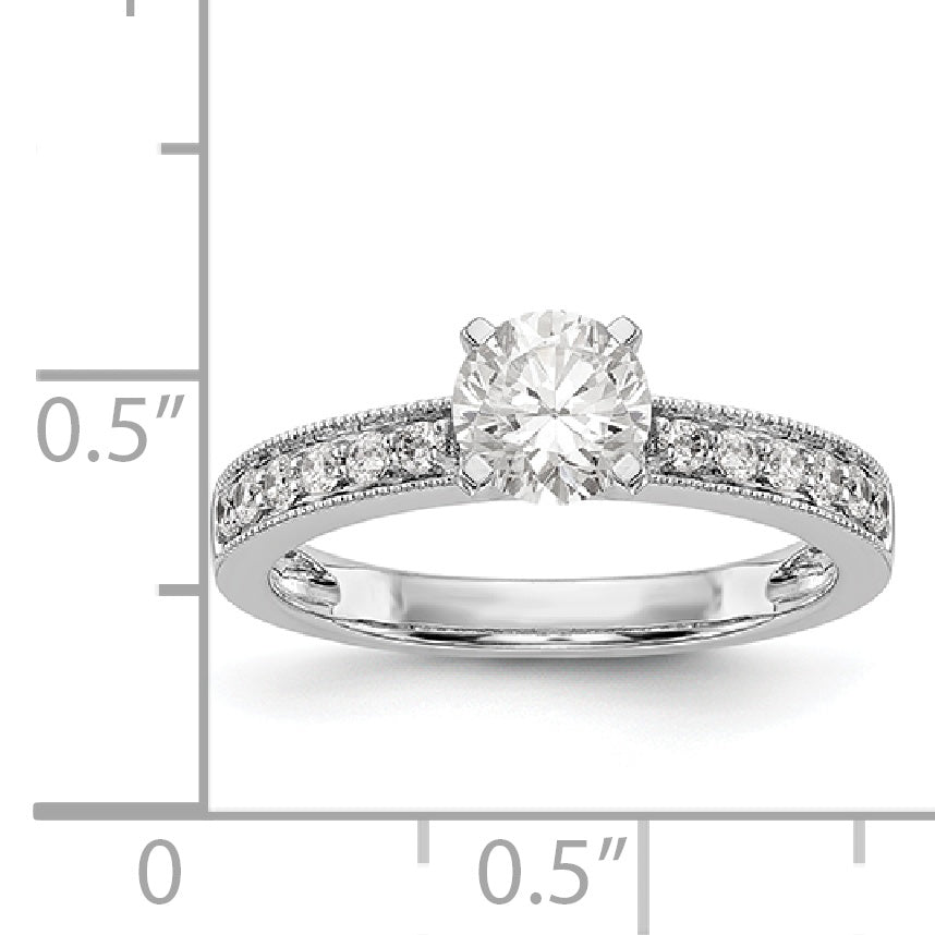 14K White Gold Diamond Peg Set CZ Engagement Ring