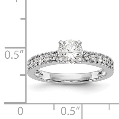 14K White Gold Diamond Peg Set CZ Engagement Ring