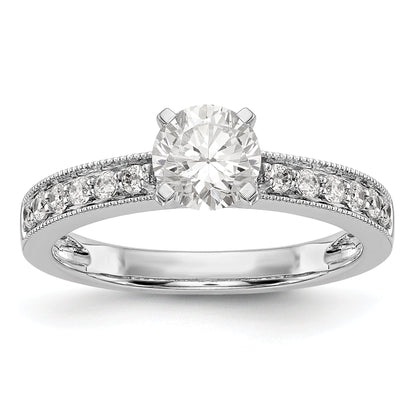 14K White Gold Diamond Peg Set CZ Engagement Ring