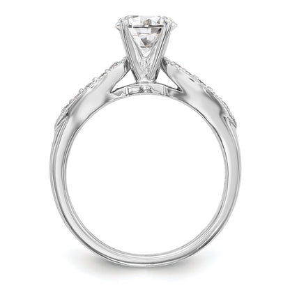 14K White Gold Diamond Peg Set CZ Engagement Ring