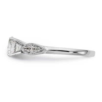 14K White Gold Diamond Peg Set CZ Engagement Ring