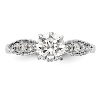 14K White Gold Diamond Peg Set CZ Engagement Ring