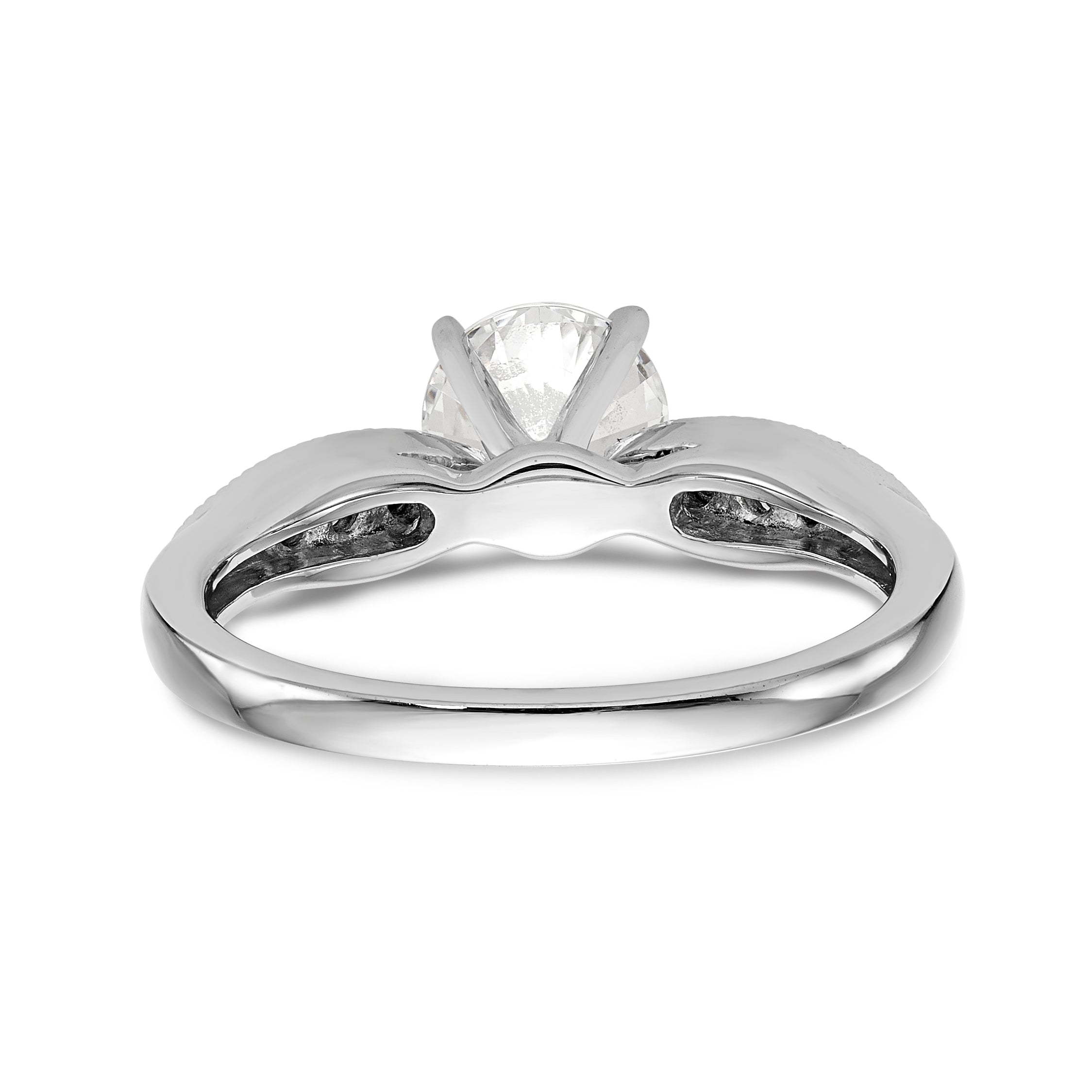 14K White Gold Diamond Peg Set CZ Engagement Ring
