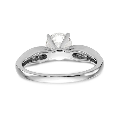 14K White Gold Diamond Peg Set CZ Engagement Ring