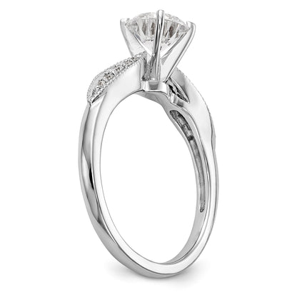 14K White Gold Diamond Peg Set CZ Engagement Ring